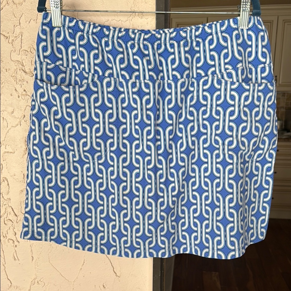 IBKUL Blue and White Pencil Mini Skirt Resort Wear